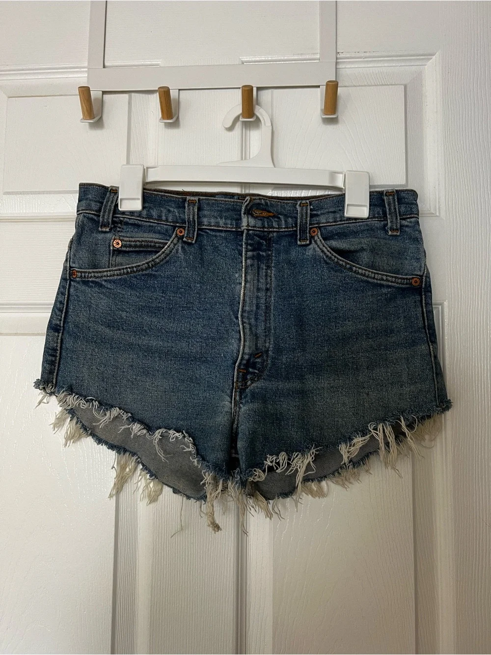 Levi's Dark Blue Denim Cutoff Shorts with Daisy Patch